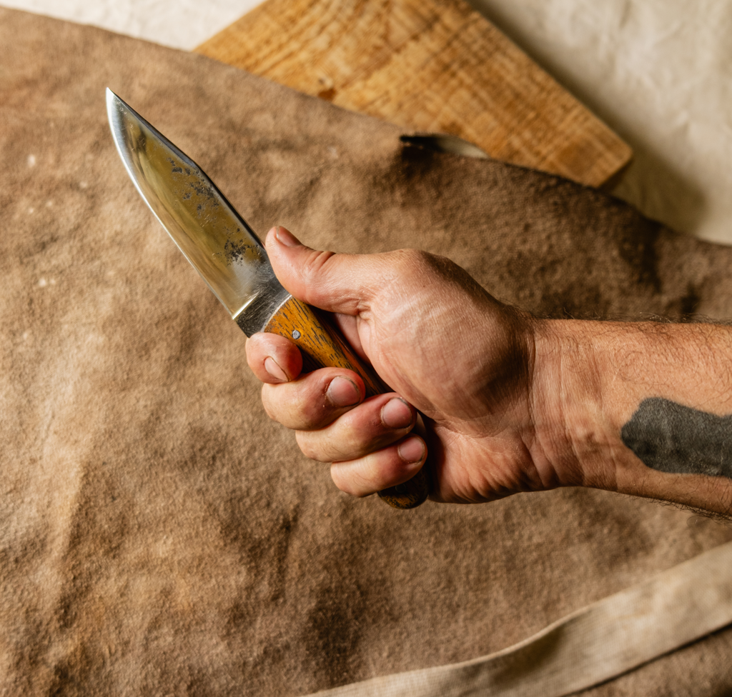 TEAK HANDLE SMALL HEAVY DUTY BUSHCRAFT KNIFE