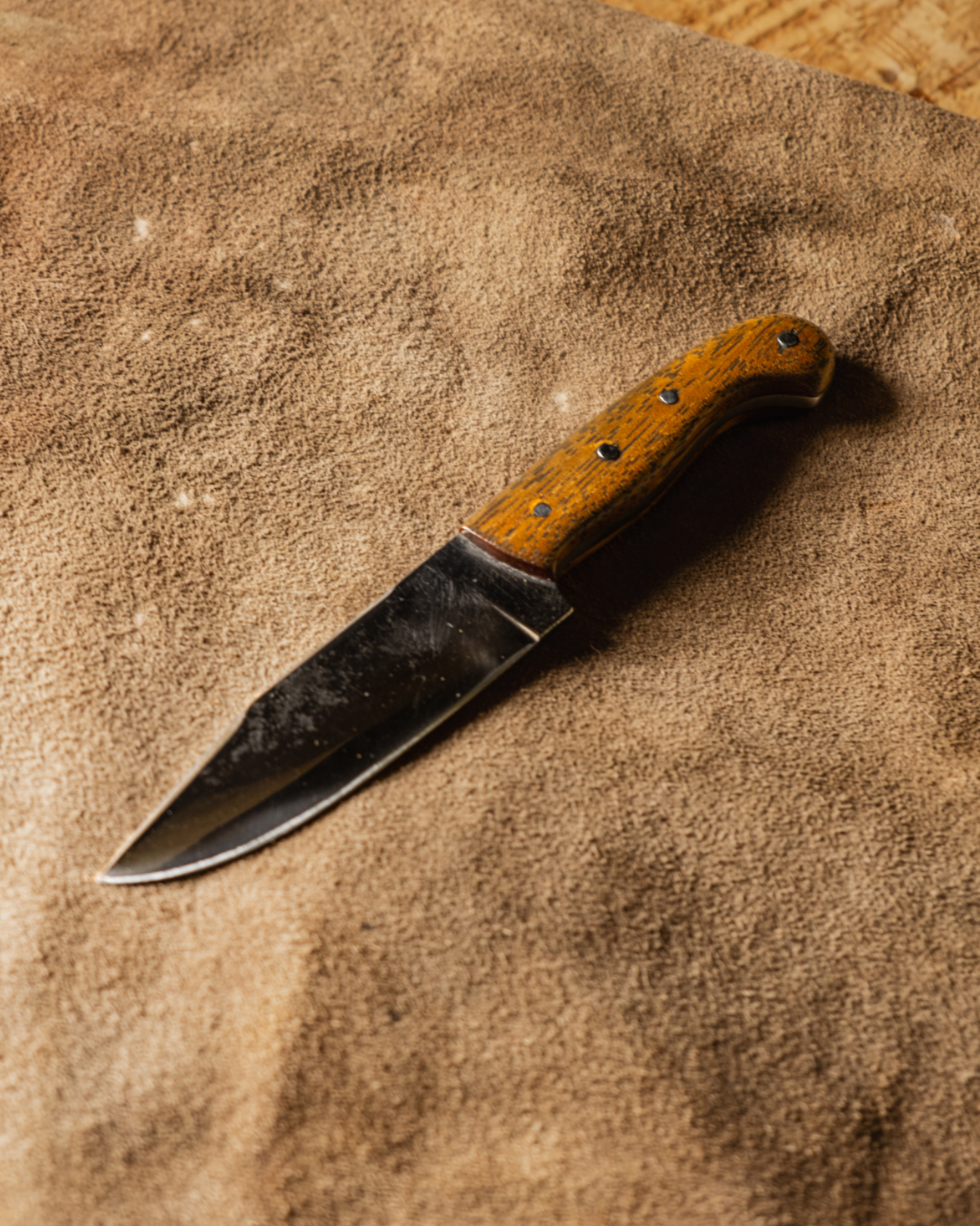 TEAK HANDLE SMALL HEAVY DUTY BUSHCRAFT KNIFE