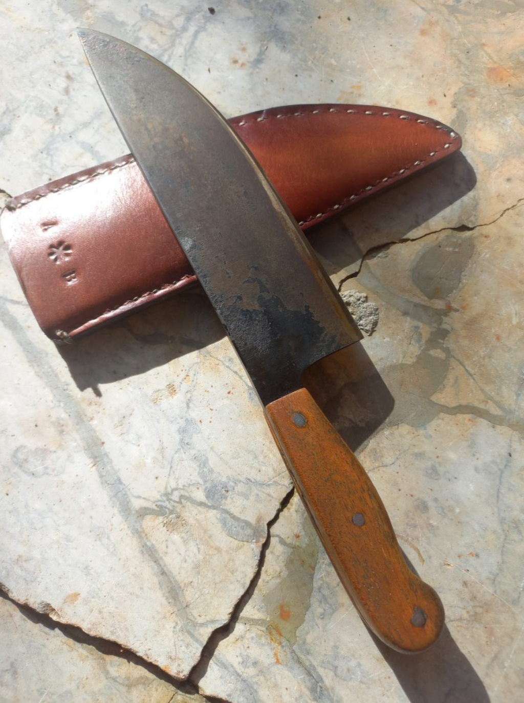 TEAK HANDLE HEAVY DUTY COUNTRYSIDE KITCHEN KNIFE