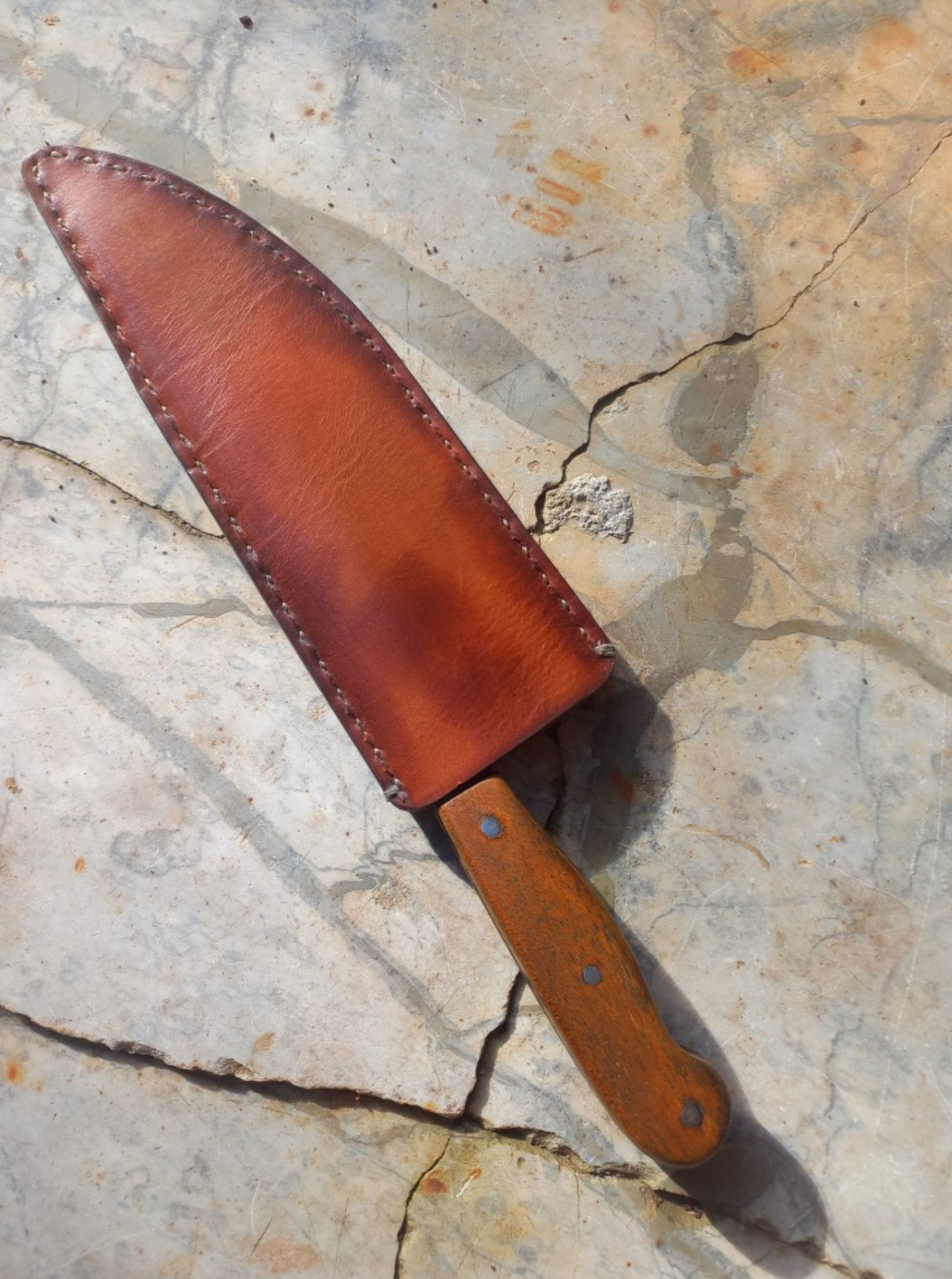 TEAK HANDLE HEAVY DUTY COUNTRYSIDE KITCHEN KNIFE
